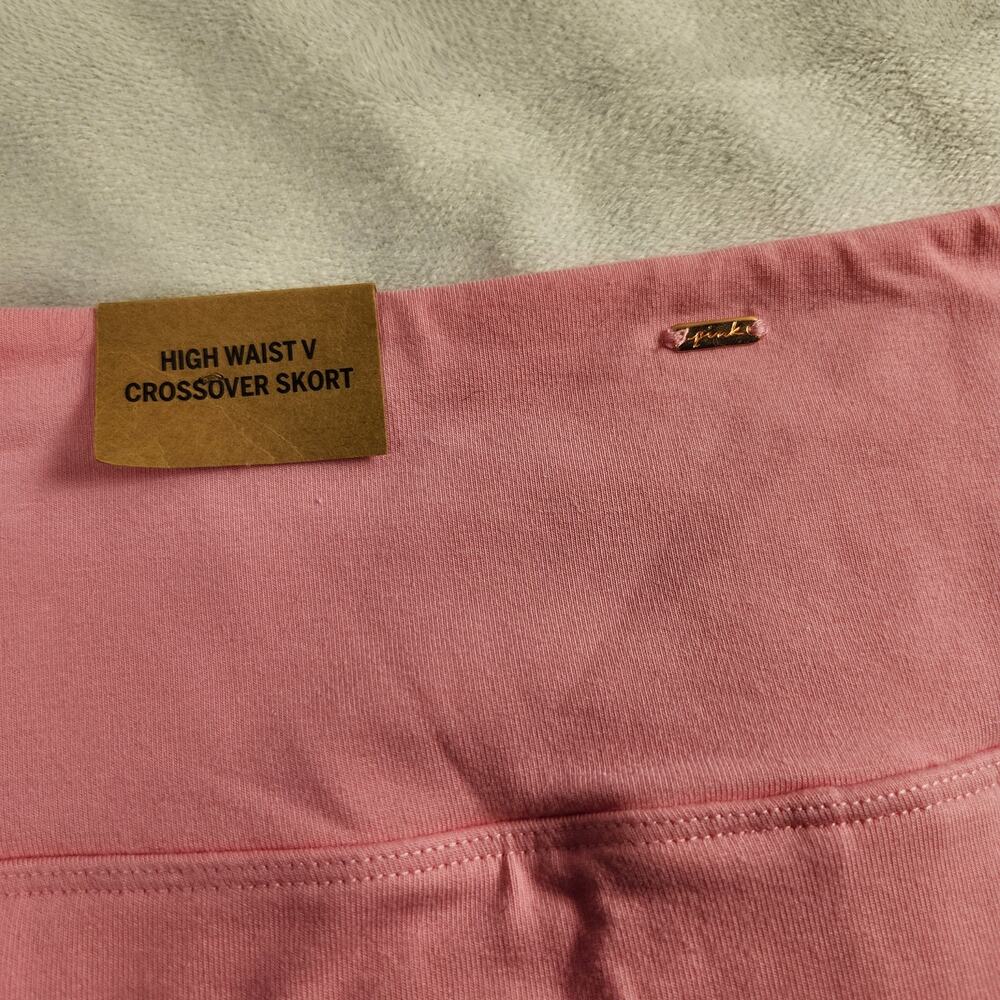 VS PINK Pink Stretch Cotton High Waist V Crossover Skort with Pockets Small NWT - Picture 8 of 9
